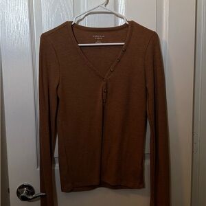 American Eagle Outfitters Brown Henley Top